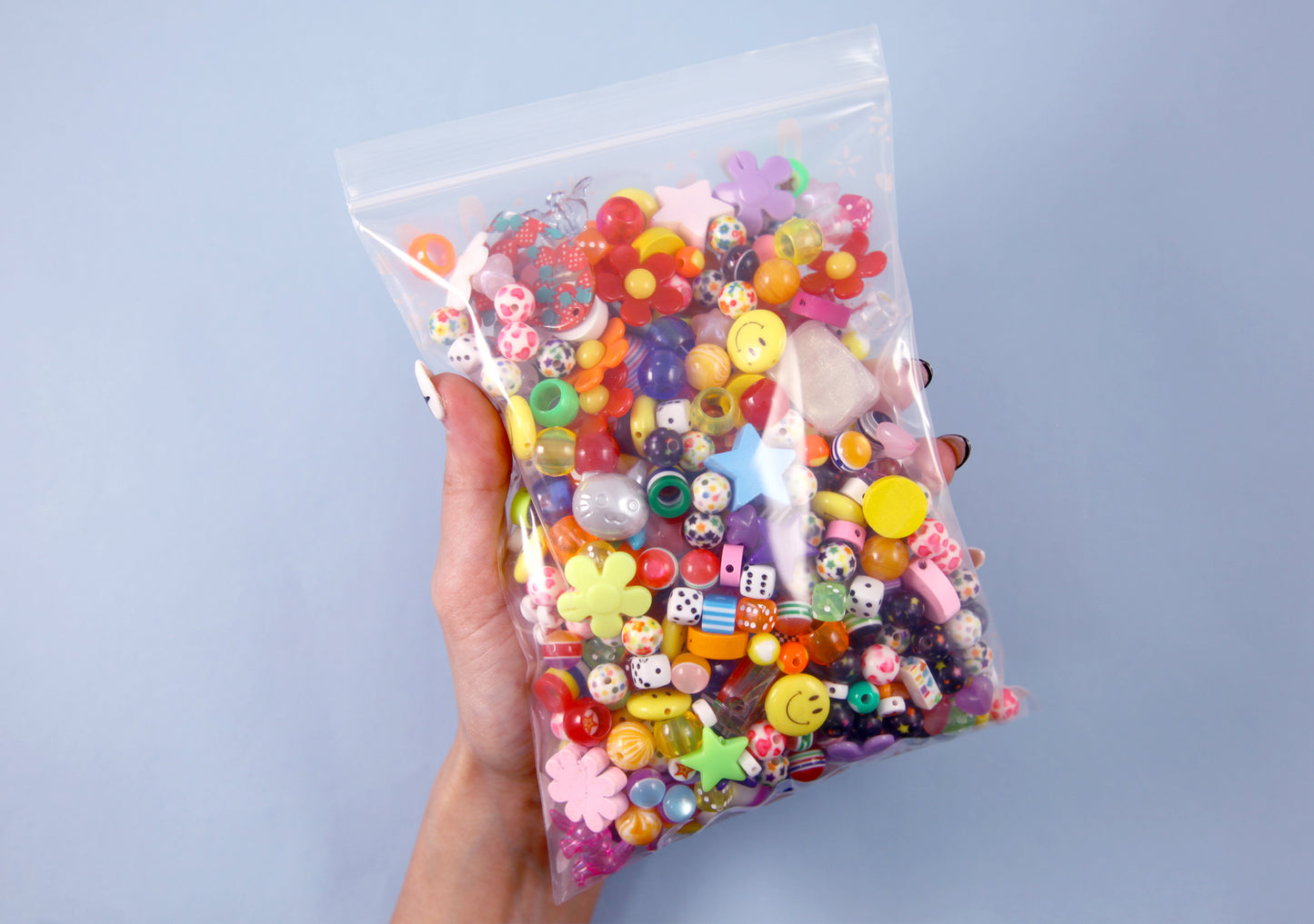 Huge Bead Grab Bag - Over 1000 pcs - SUPER FUNKY Mixed Lot of Plastic Beads - great for kandi singles, ispy, sensory crafts, jewelry making