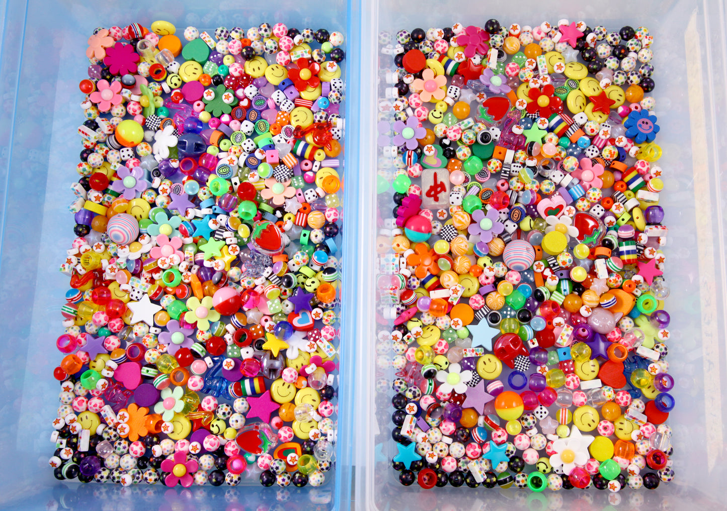 Huge Bead Grab Bag - Over 1000 pcs - SUPER FUNKY Mixed Lot of Plastic Beads - great for kandi singles, ispy, sensory crafts, jewelry making