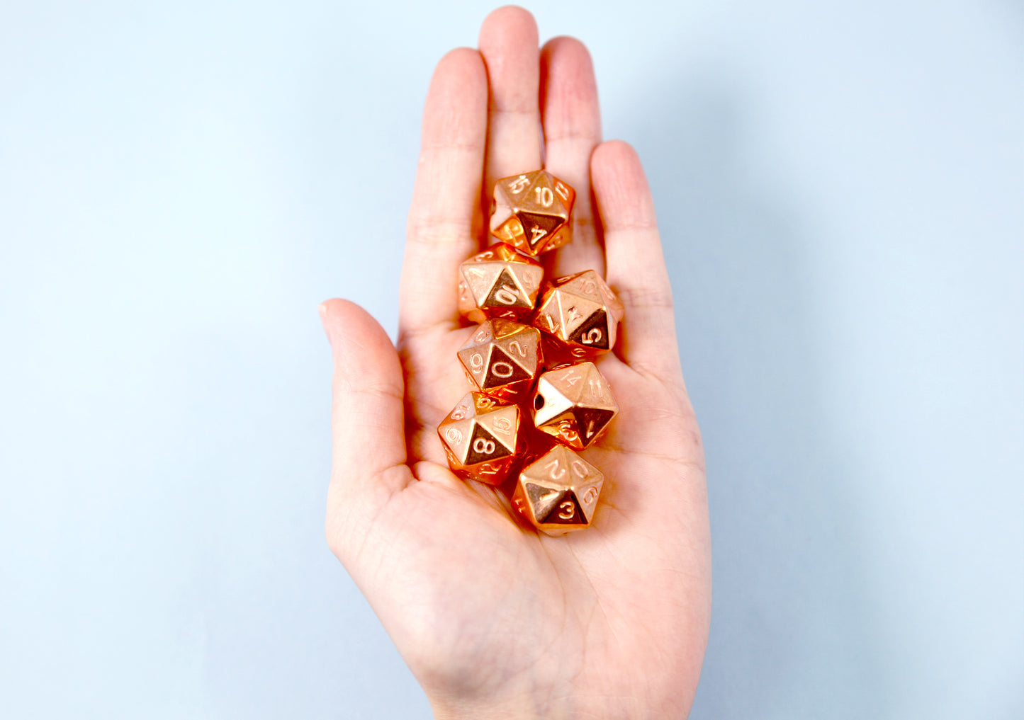 D20 Beads - 10 pc set - 20mm Polyhedral Dice Beads D12 D16 DND Beads - Electroplated Bronze - Drilled with Holes to Easily make Jewelry