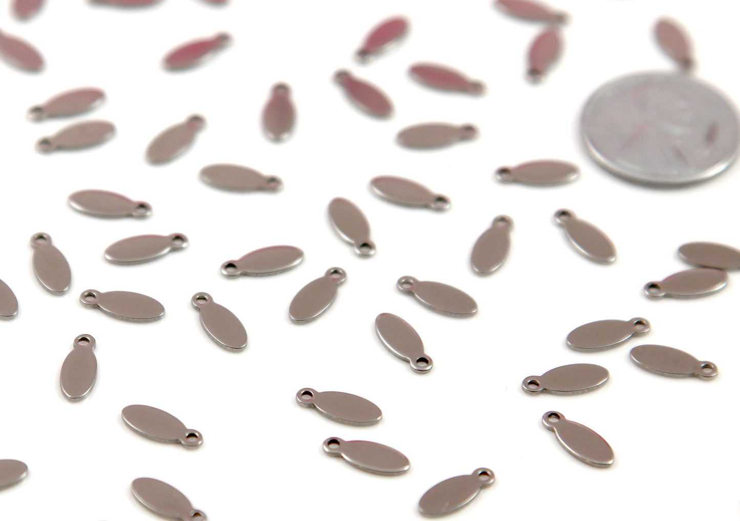 Steel Color Bails - 25 pcs - 10mm Long Thin Shape Small Silver Color Bails - Stainless Steel Drop Pads, for Making Cabochons into Charms!