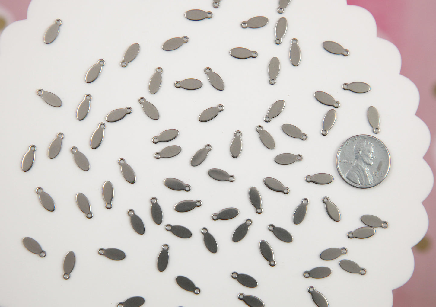 Steel Color Bails - 25 pcs - 10mm Long Thin Shape Small Silver Color Bails - Stainless Steel Drop Pads, for Making Cabochons into Charms!