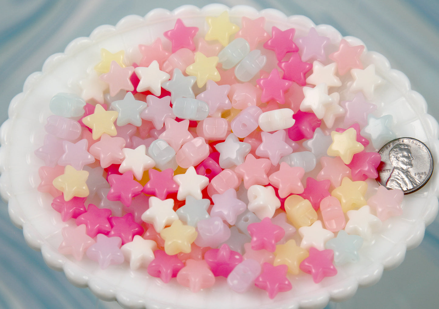 Small Pastel Star Beads - 150 pieces - 12mm Small Jelly Color Pastel Star Acrylic or Resin Beads