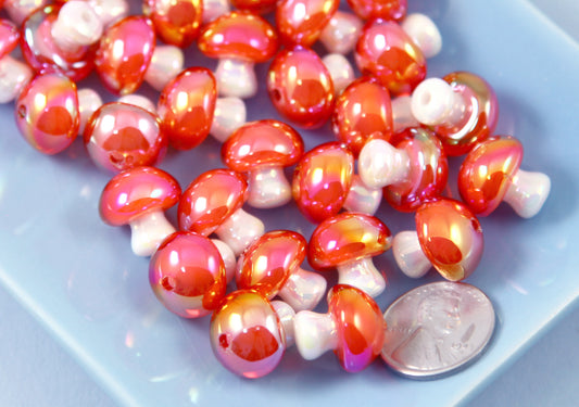 Mushroom Beads - 14mm Amazing AB Mushroom Resin Beads - 20 pcs set