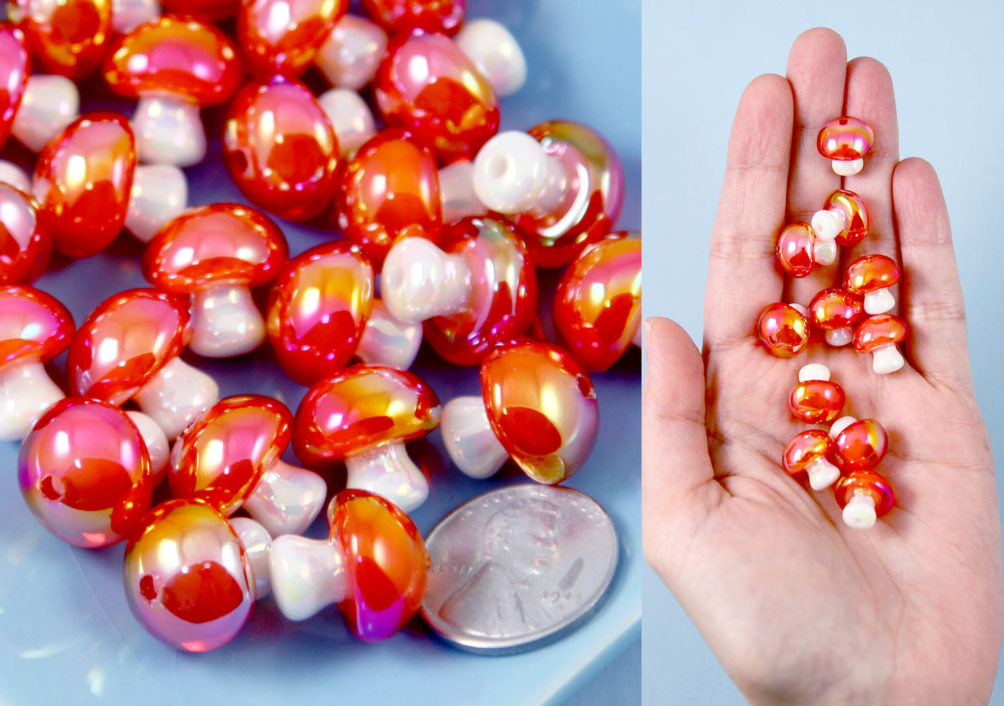 Mushroom Beads - 14mm Amazing AB Mushroom Resin Beads - 20 pcs set