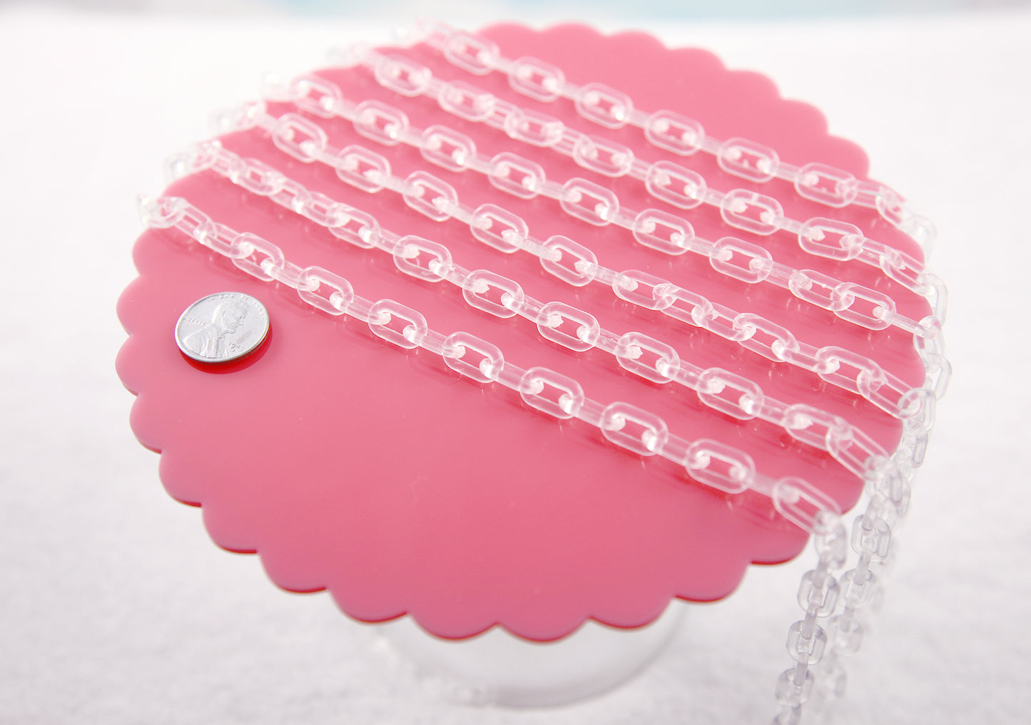 Clear Plastic Chain - 14mm Transparent Acrylic or Plastic Chain - 19 inch length / 48cm length - 3 pcs set