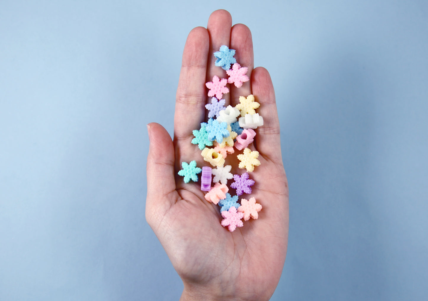 Pastel Beads - 15mm Pastel Snowflake Acrylic or Resin Beads - 100 pcs set