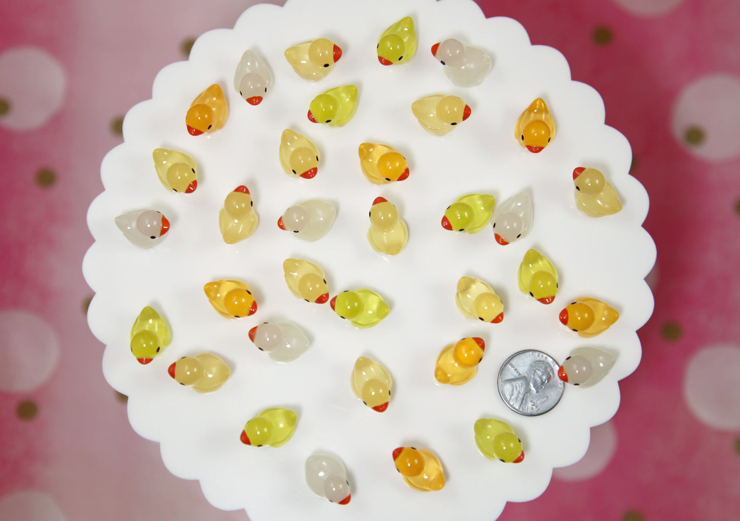 Mini Glow in the Dark Ducks - 20 pcs - 16mm Tiny Glow Miniature Rubber Ducky - Little Toy Duck 3d Mini Plastic Decorations Resin Cabochons