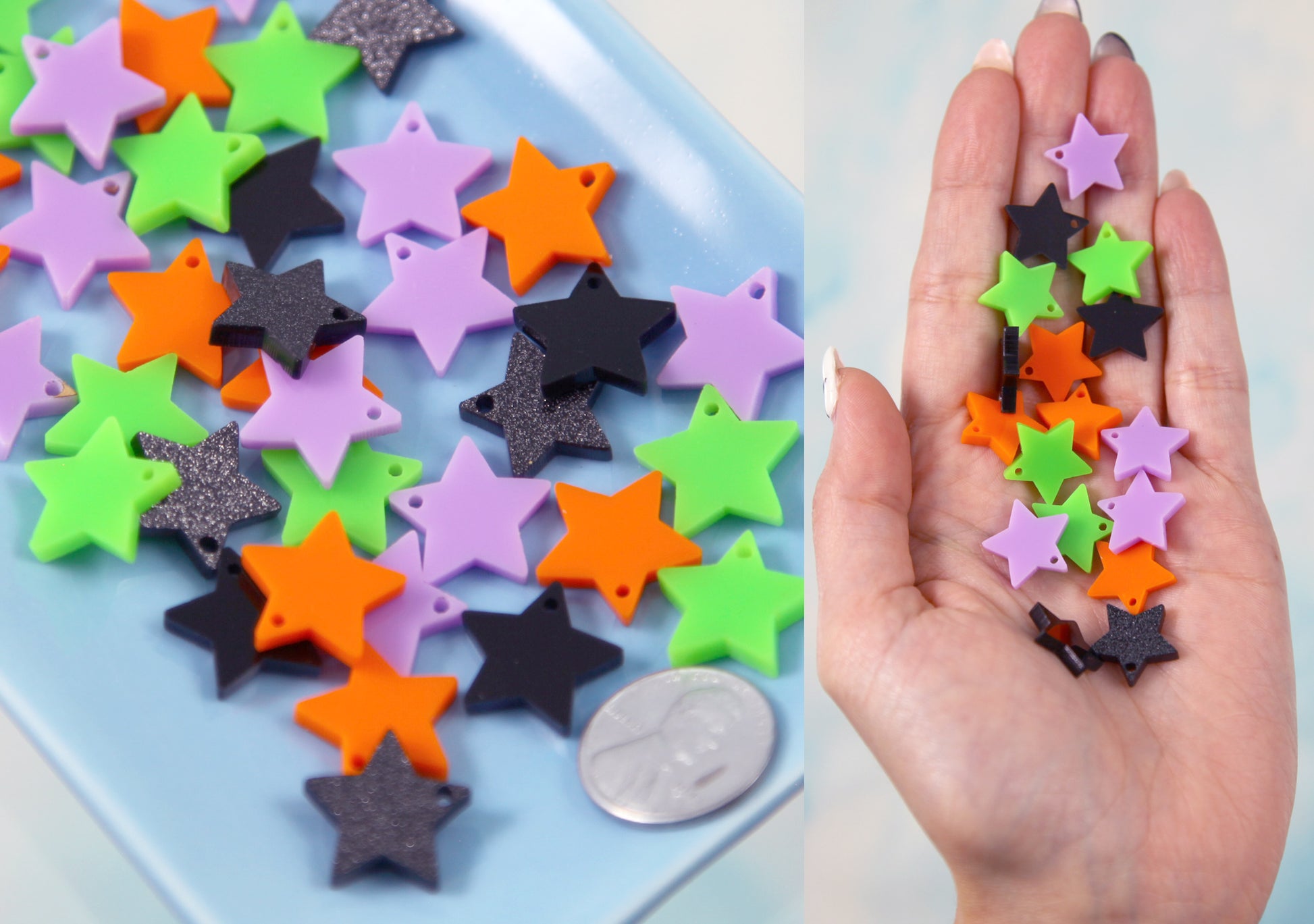 15mm Mini Stars Resin or Acrylic Charms - Halloween Mix - 20 pc set