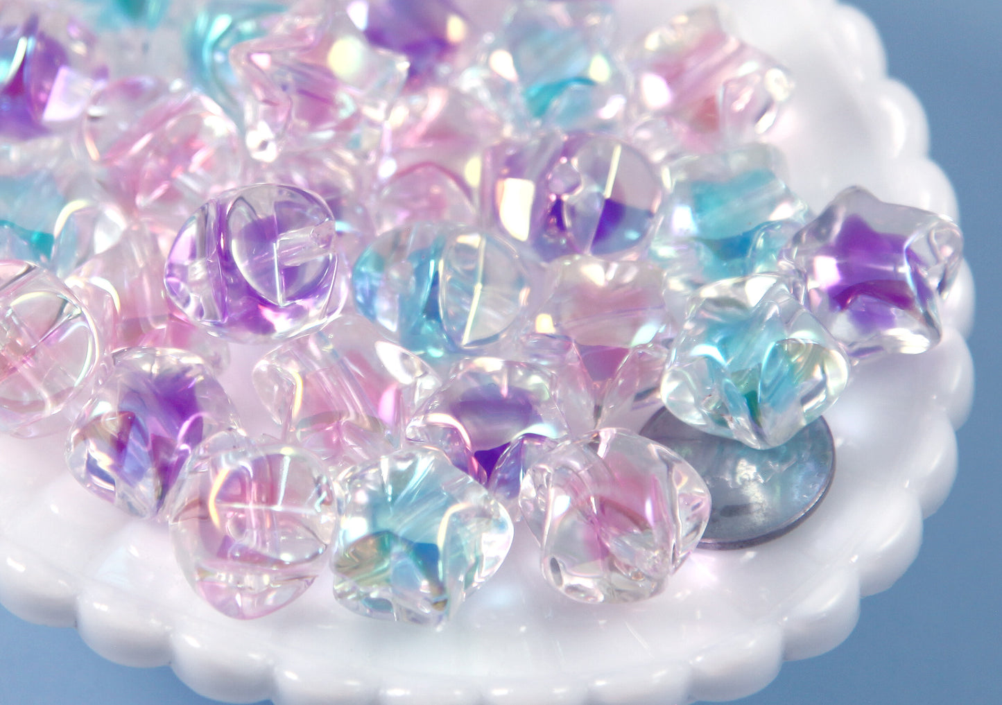 Pastel Star Beads - 15mm Amazing Double Bead Pastel 3D Star Acrylic or Resin Beads - 21 pcs set