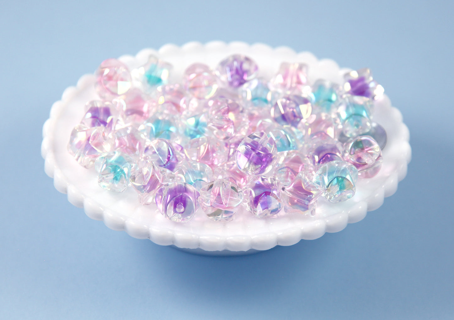 Pastel Star Beads - 15mm Amazing Double Bead Pastel 3D Star Acrylic or Resin Beads - 21 pcs set