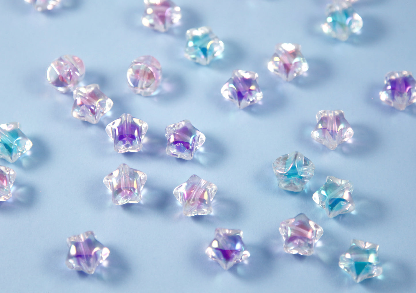 Pastel Star Beads - 15mm Amazing Double Bead Pastel 3D Star Acrylic or Resin Beads - 21 pcs set