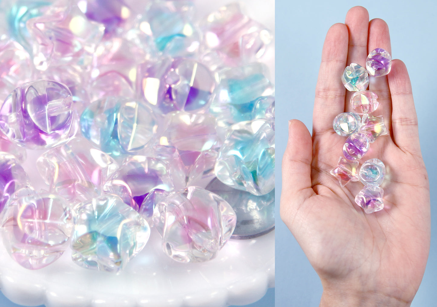 Pastel Star Beads - 15mm Amazing Double Bead Pastel 3D Star Acrylic or Resin Beads - 21 pcs set