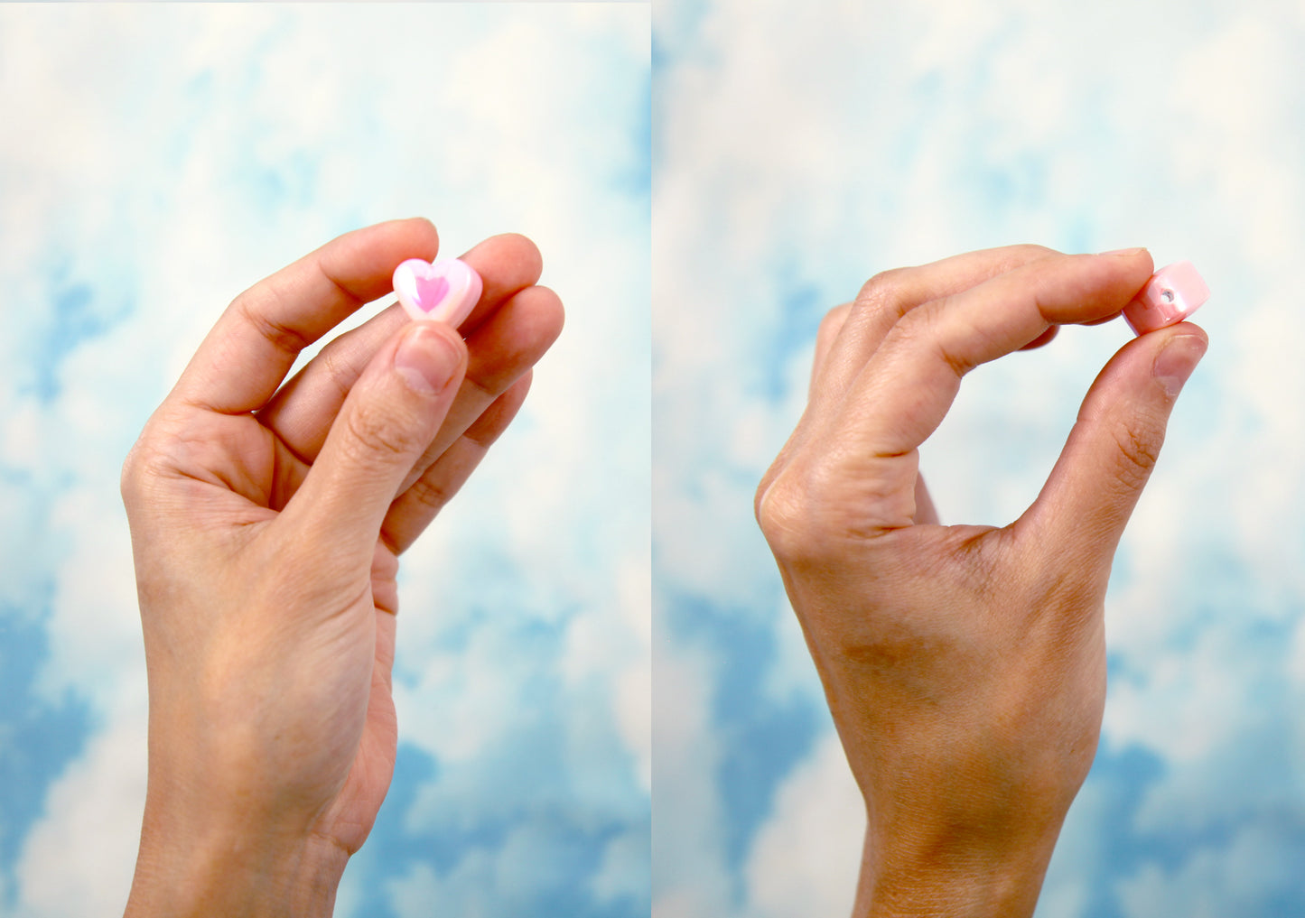 Pastel Heart Beads - 18mm Pastel Amazing AB Two Tone Acrylic Double Heart Beads - Resin Heart Beads - 15 pc set