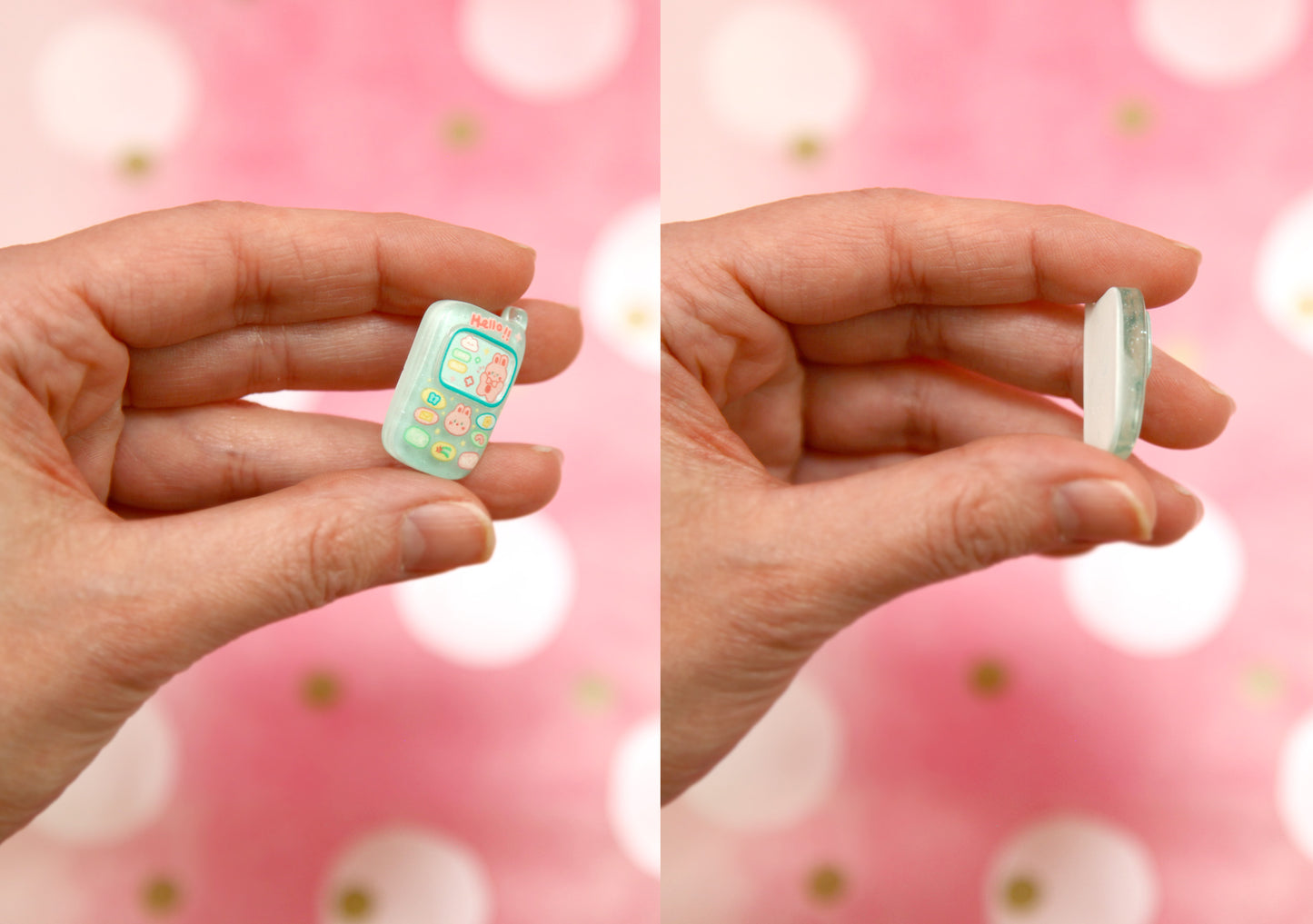 27mm Little Retro Cell Phone Flatbacks - 12 pieces - Tiny Pastel Mobile Phone Flat Backs
