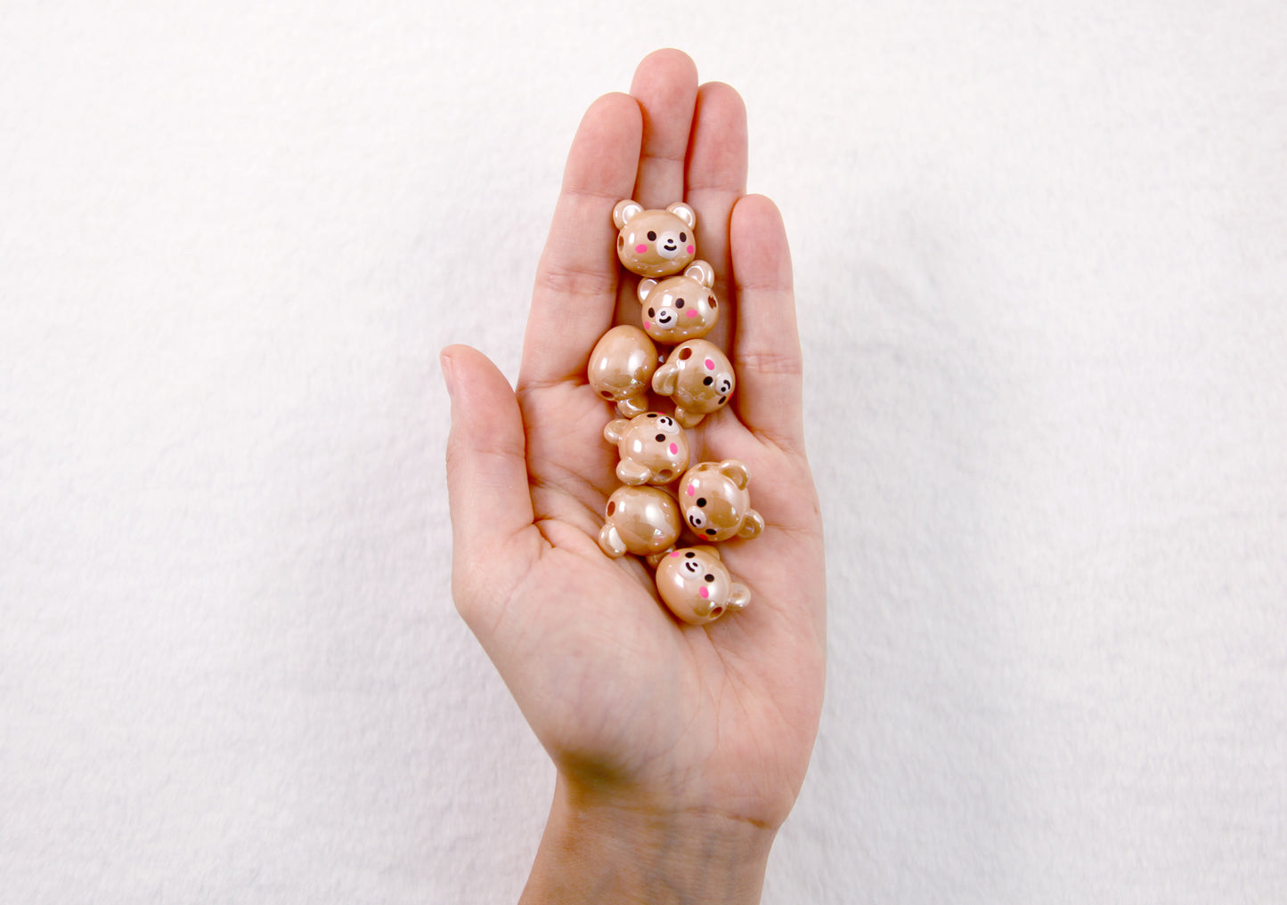 Cute Bear Beads - 20mm AB Brown Bear Resin or Acrylic Beads - 8 pc set