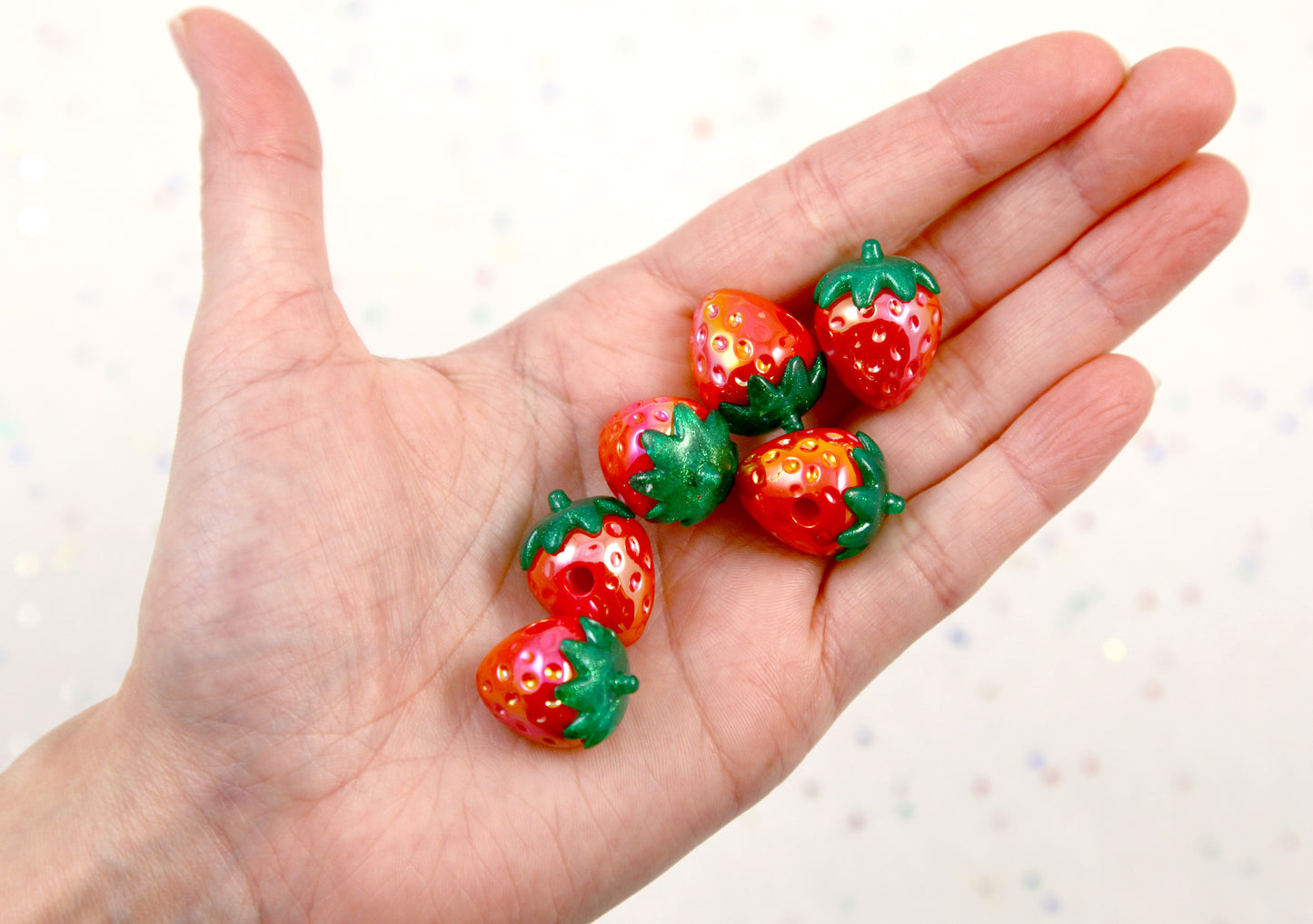 Strawberry Beads - 10 pieces - 20mm AB Strawberry Big 3D Opaque Acrylic or Resin Beads