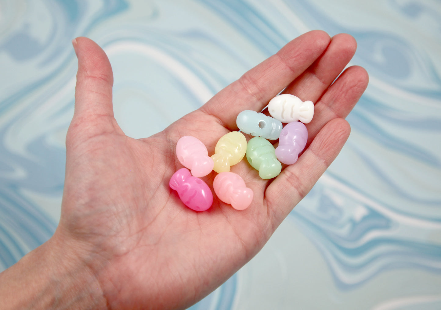 Pastel Jelly Beads - 30 pieces - 22mm Little Fish Beads - Cute Pastel Jelly Color Fishes Resin or Acrylic Beads