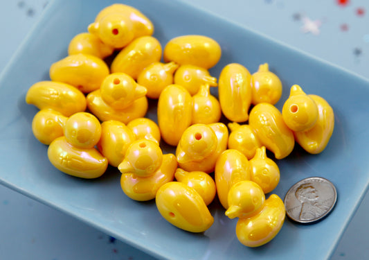 Rubber Duckie Shaped Beads - 22mm Yellow Duck Resin or Acrylic Beads - 6 pc set