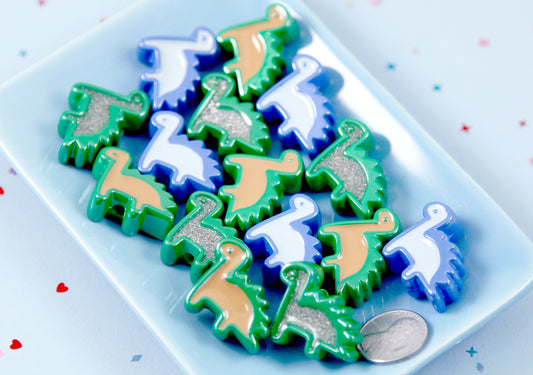 Dinosaur Beads - 26mm Cute Dino Enamel Style Acrylic Beads or Resin Beads - 9 pc set