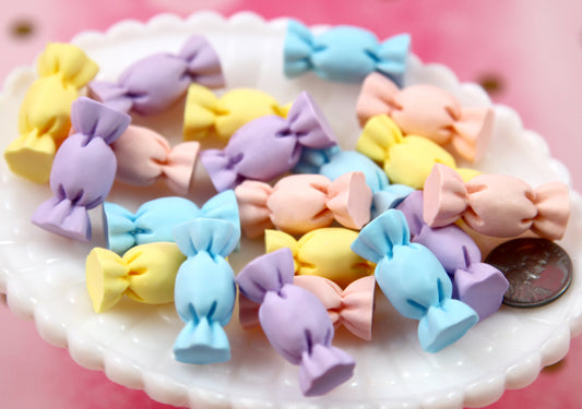 Fake Candy Flatbacks - 12 pieces - 28mm Pastel Fake Candy Acrylic or Resin Cabochons