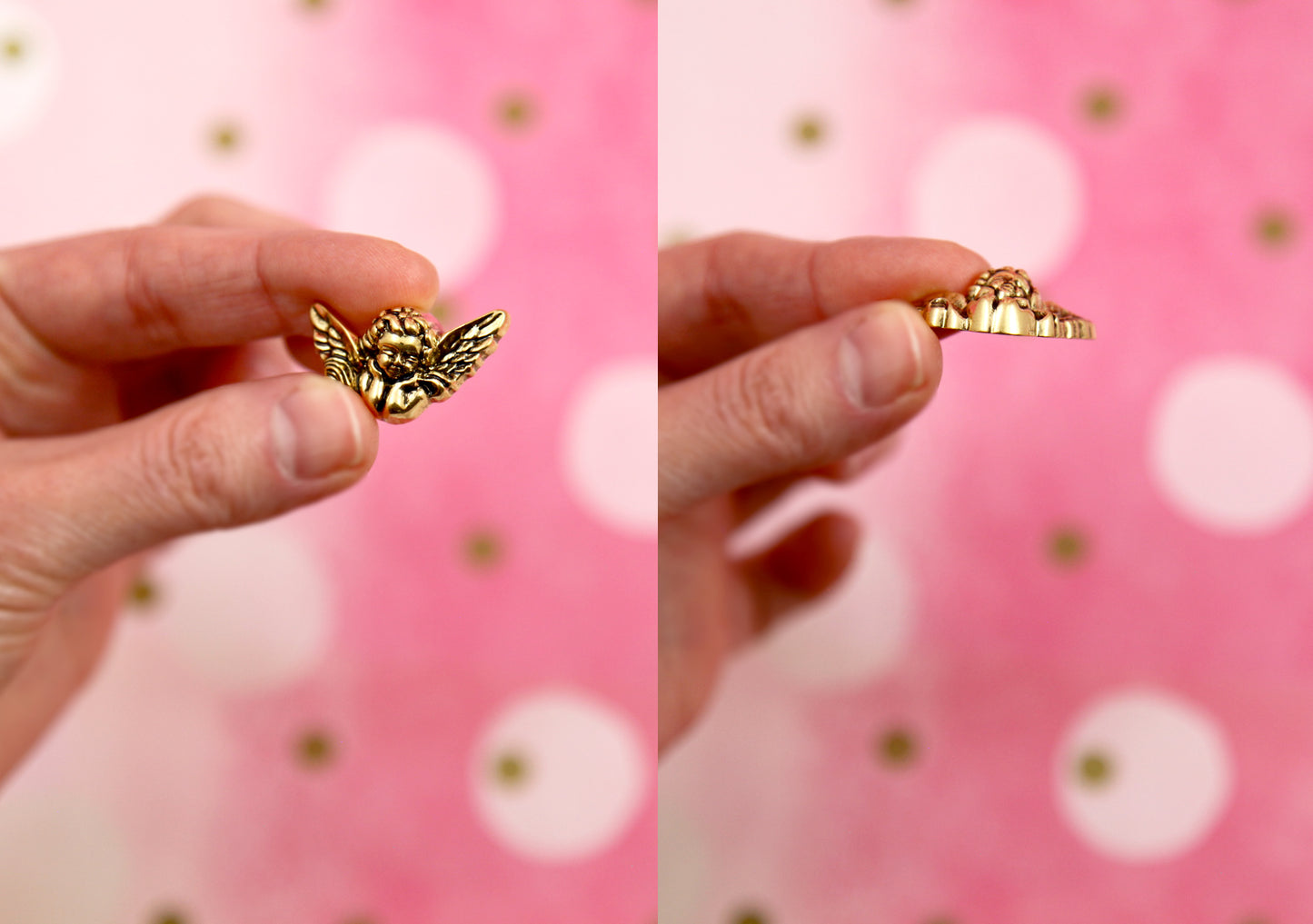 Cherub Flat Backs - 12 pieces - 28mm Electroplated Plastic Antiqued Brass Cherubs Flatbacks or Cabochons