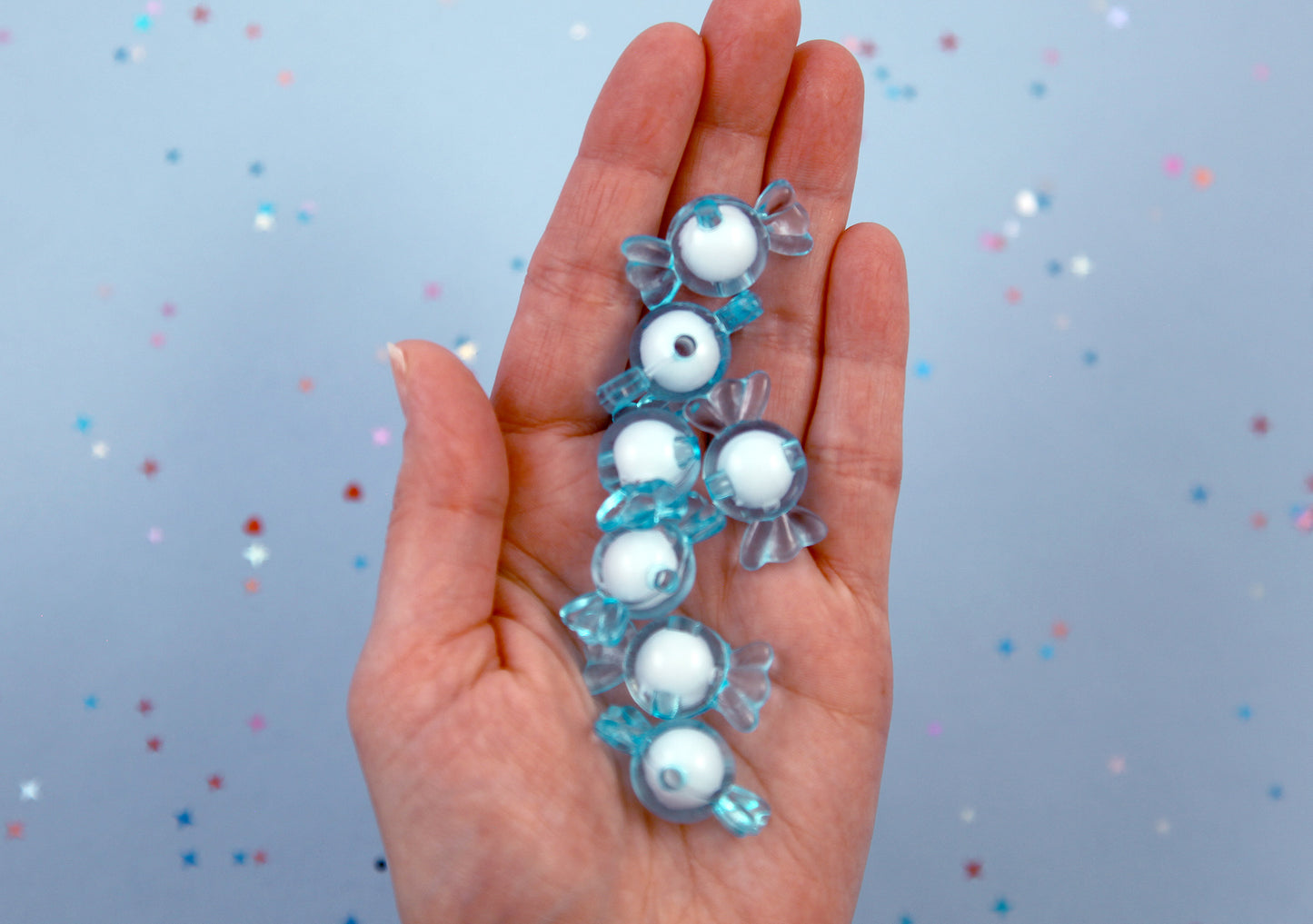 Candy Beads - Blue - 30mm Big Pastel Candies Wrapped Candy Shape Acrylic or Resin Beads - 20 pc set