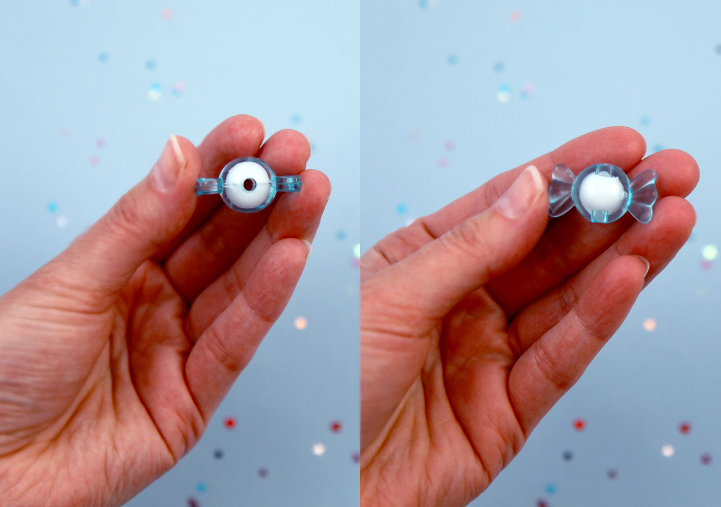 Candy Beads - Blue - 30mm Big Pastel Candies Wrapped Candy Shape Acrylic or Resin Beads - 20 pc set