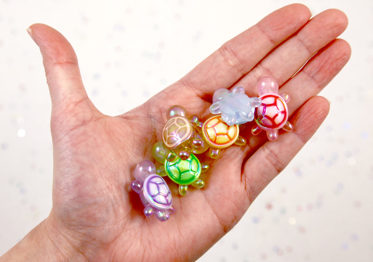 Turtle Beads - 30mm AB Cute Turtle Resin or Acrylic Beads - 8 pc set