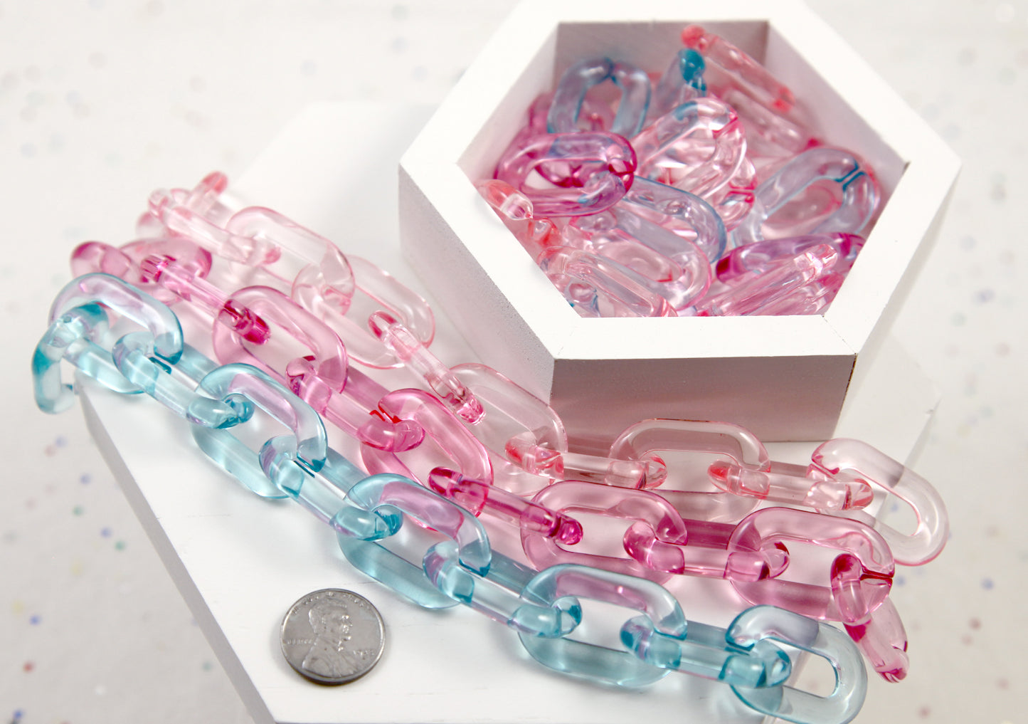 Plastic Chain Links - 20 pieces - 31mm Big Pastel Color Transparent Plastic Chain Links