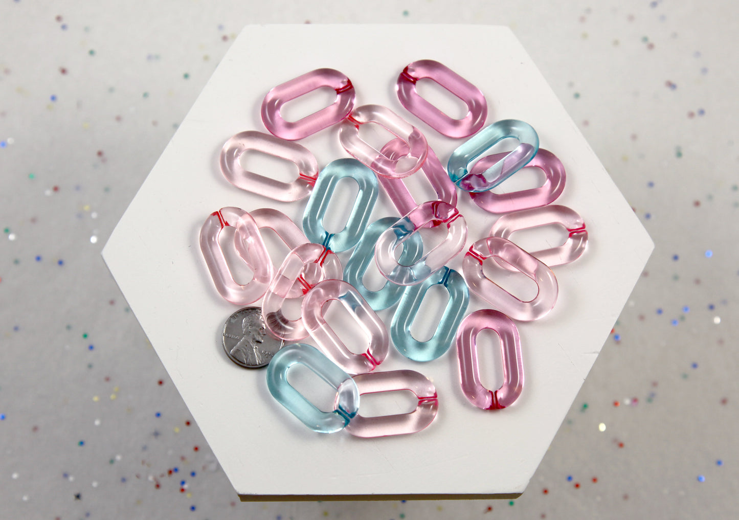 Plastic Chain Links - 20 pieces - 31mm Big Pastel Color Transparent Plastic Chain Links