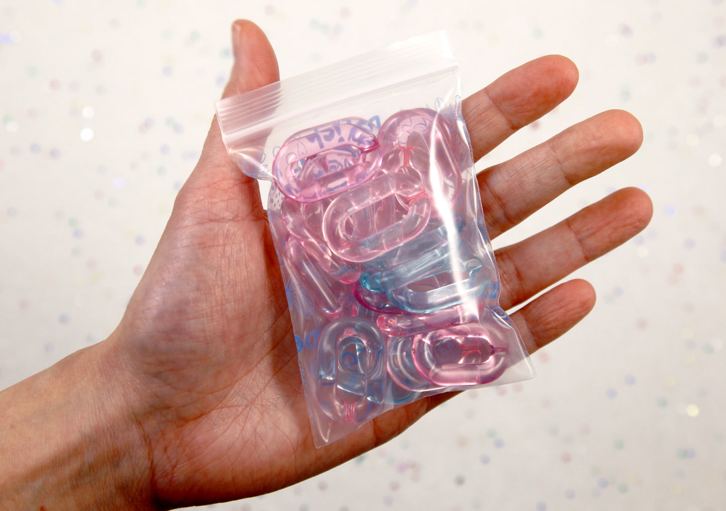 Plastic Chain Links - 20 pieces - 31mm Big Pastel Color Transparent Plastic Chain Links