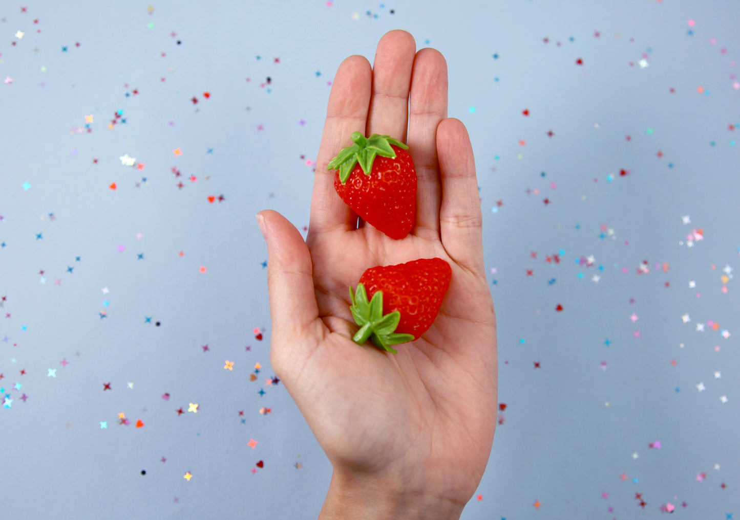 Fake Strawberry - 40mm Super Realistic Fake Strawberries Soft Silicone Strawberry or Resin Cabochons - 2 pc set