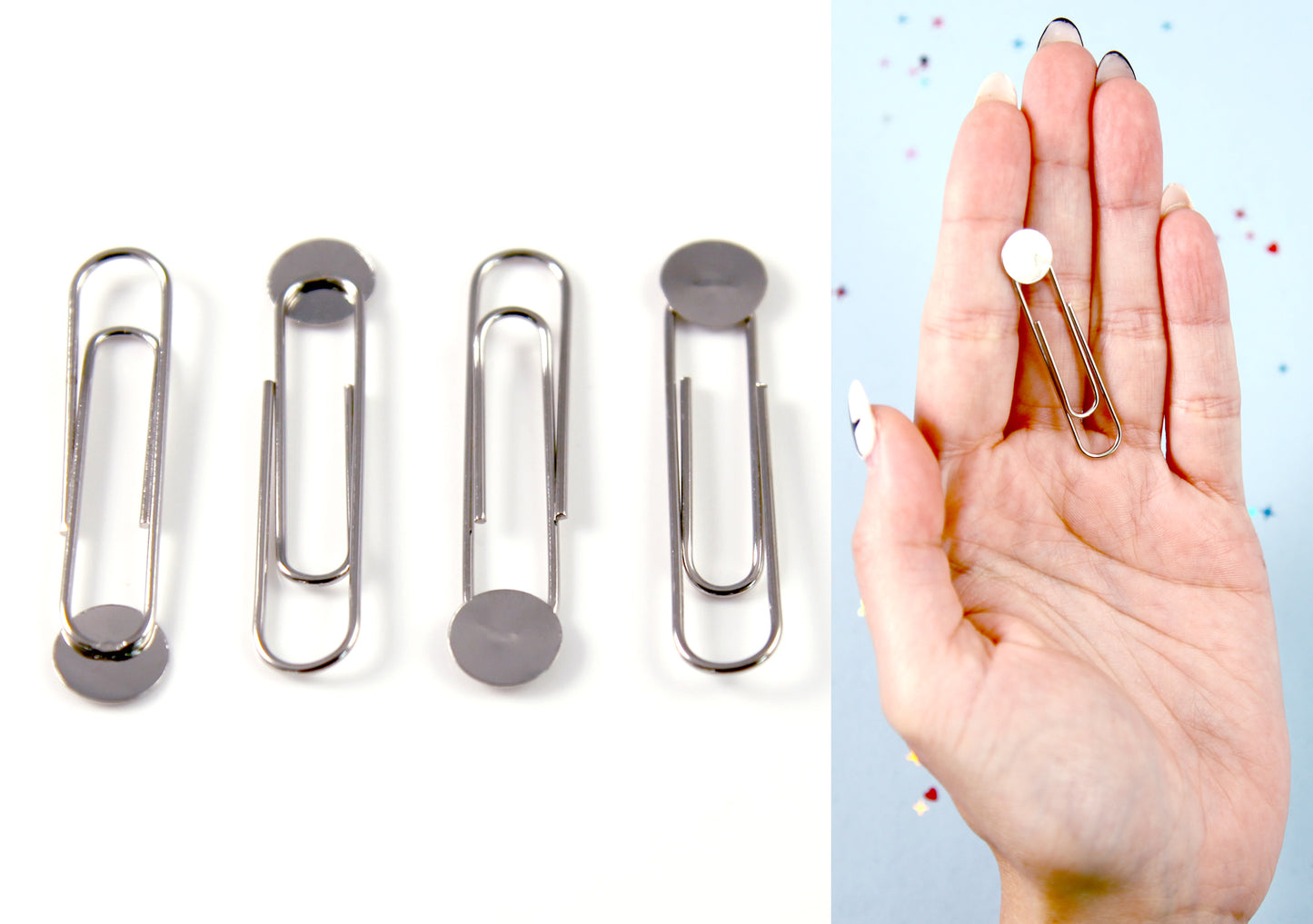 Blank Paper Clip or Bookmark - Paperclips with Glue Pad - Great for Journaling - 45mm with 10mm glue pad - 10 pc set