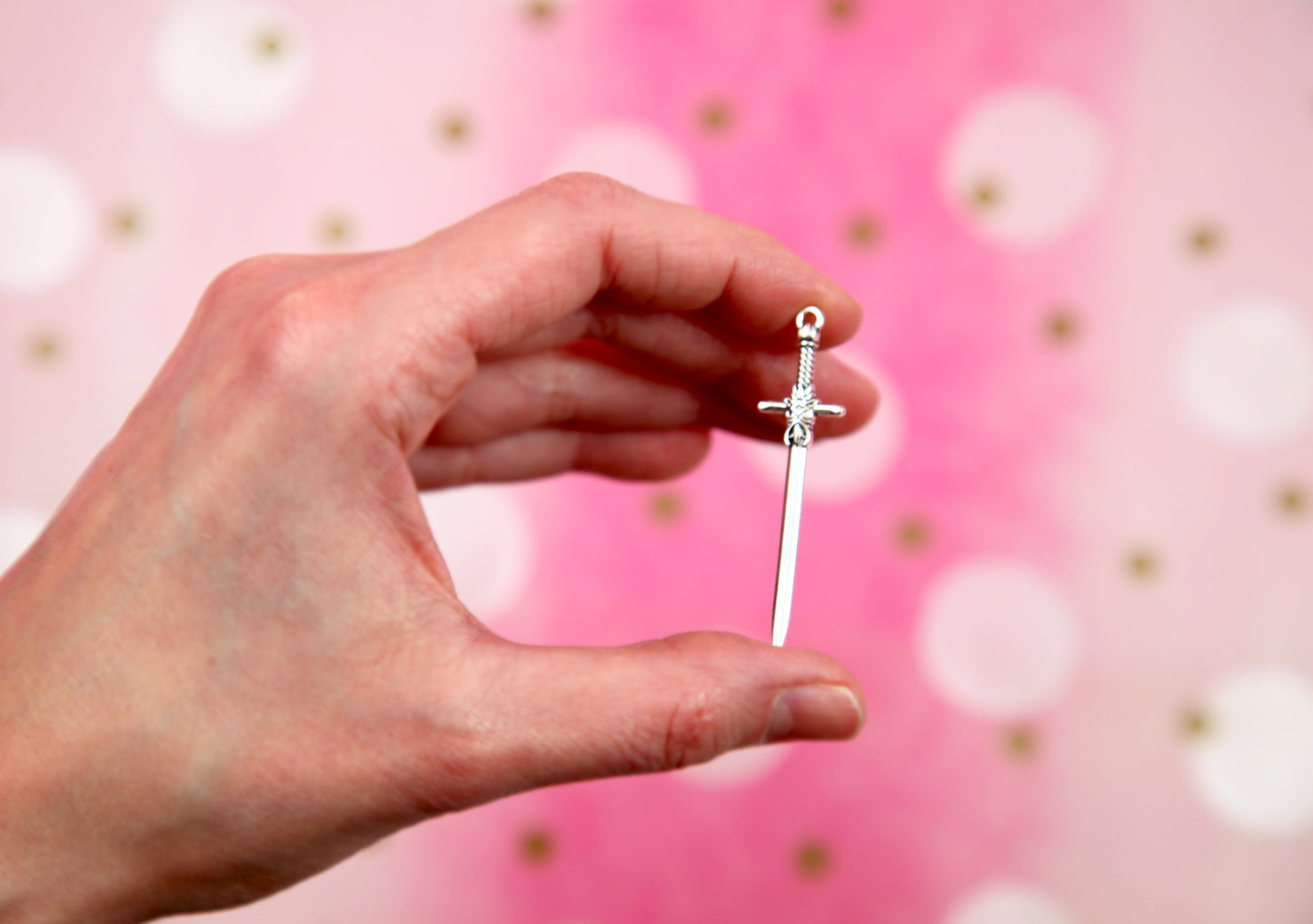 Sword Charms - 12 pieces - 58mm Metal Miniature Sword Charm - Silver Color Metal Alloy Pendant