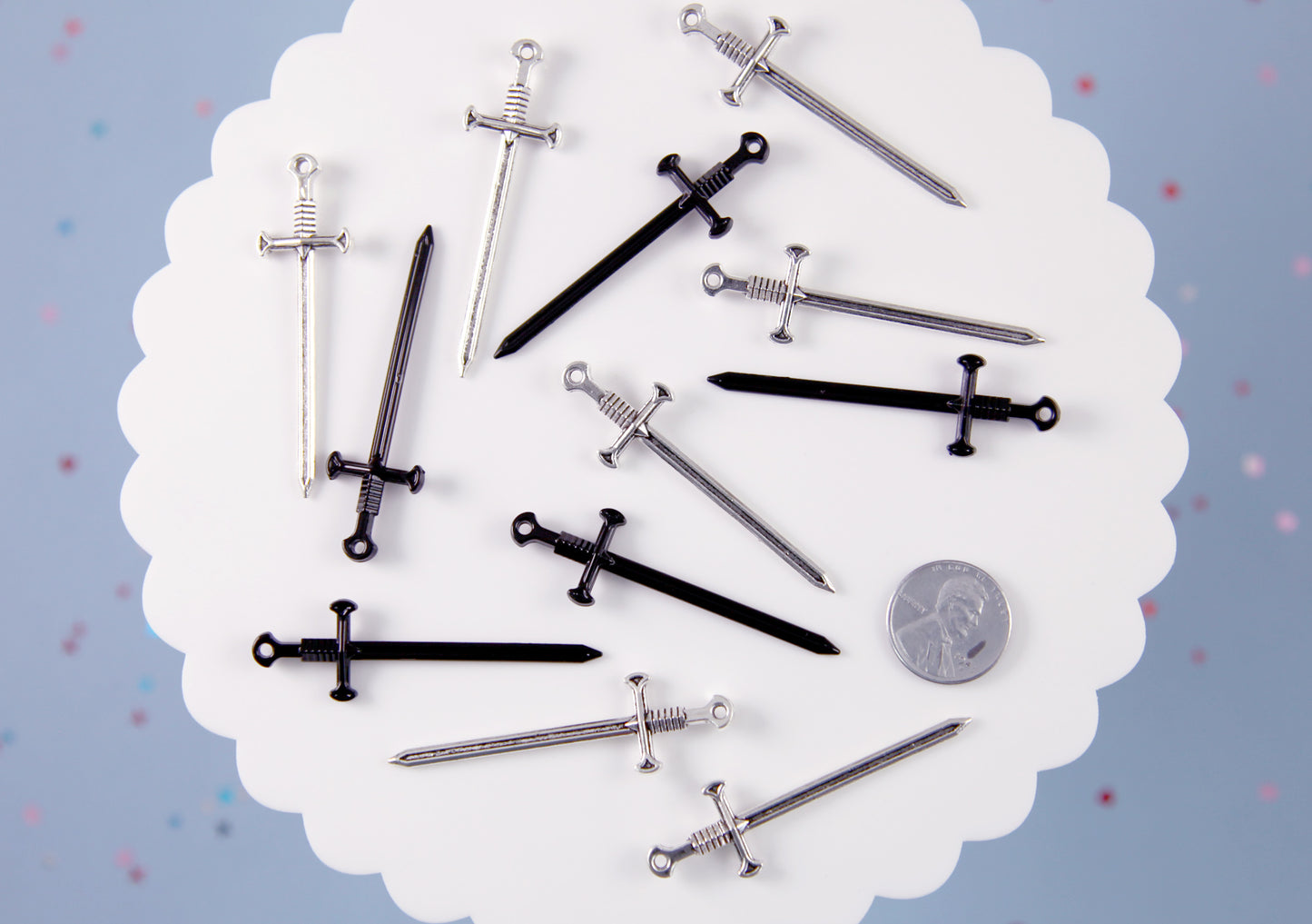 Sword Charms - 54mm Metal Classic Sword Charm or Pendant - Easy to Make into Earrings - 8 pc set