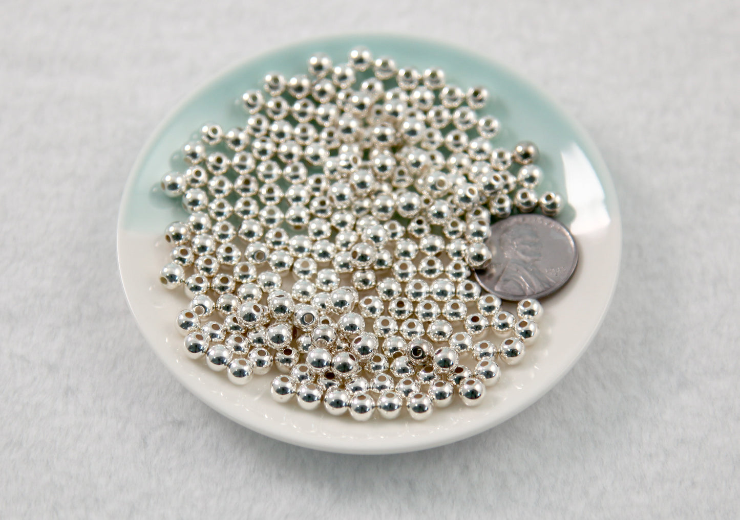 Spacer Beads - 300 pcs - 5mm Electroplated Silver Plastic Spacer Beads - Super Lightweight - Easily use to make any kind of jewelry