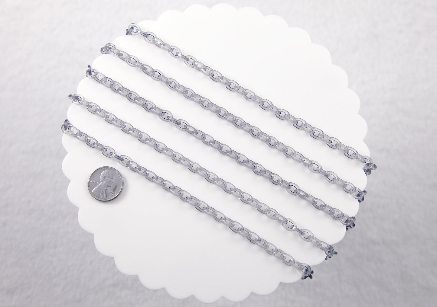 Transparent Black Gray Plastic Chain - 8mm Perfect Acrylic or Plastic Chain - 20 inch / 50 cm length - For Necklaces and Jewelry - 3 pcs set
