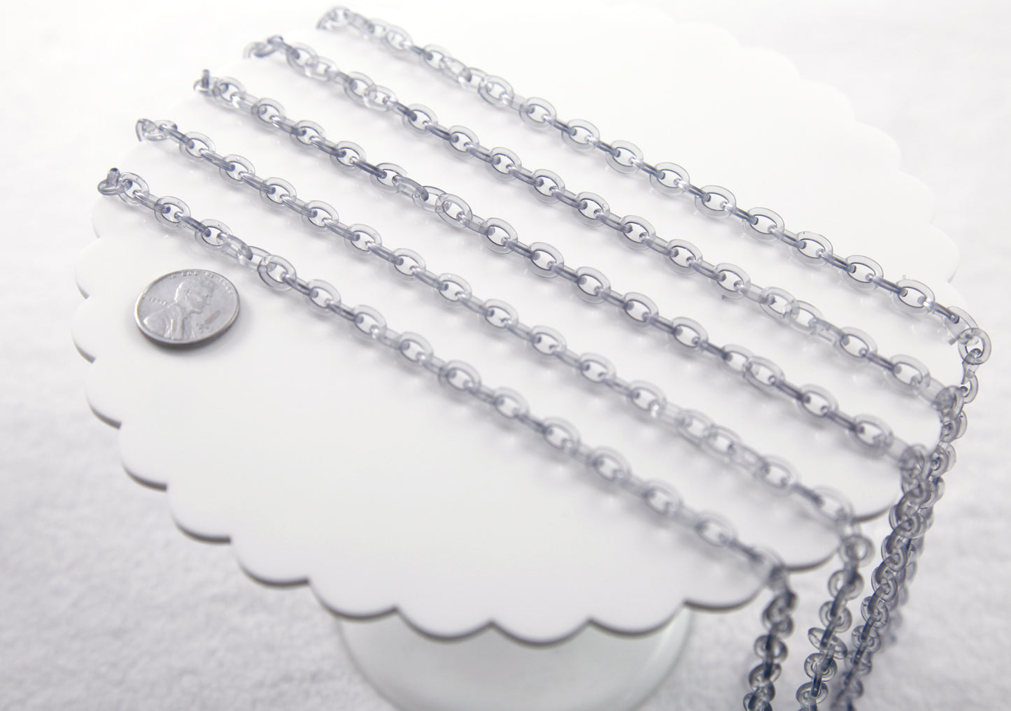 Transparent Black Gray Plastic Chain - 8mm Perfect Acrylic or Plastic Chain - 20 inch / 50 cm length - For Necklaces and Jewelry - 3 pcs set