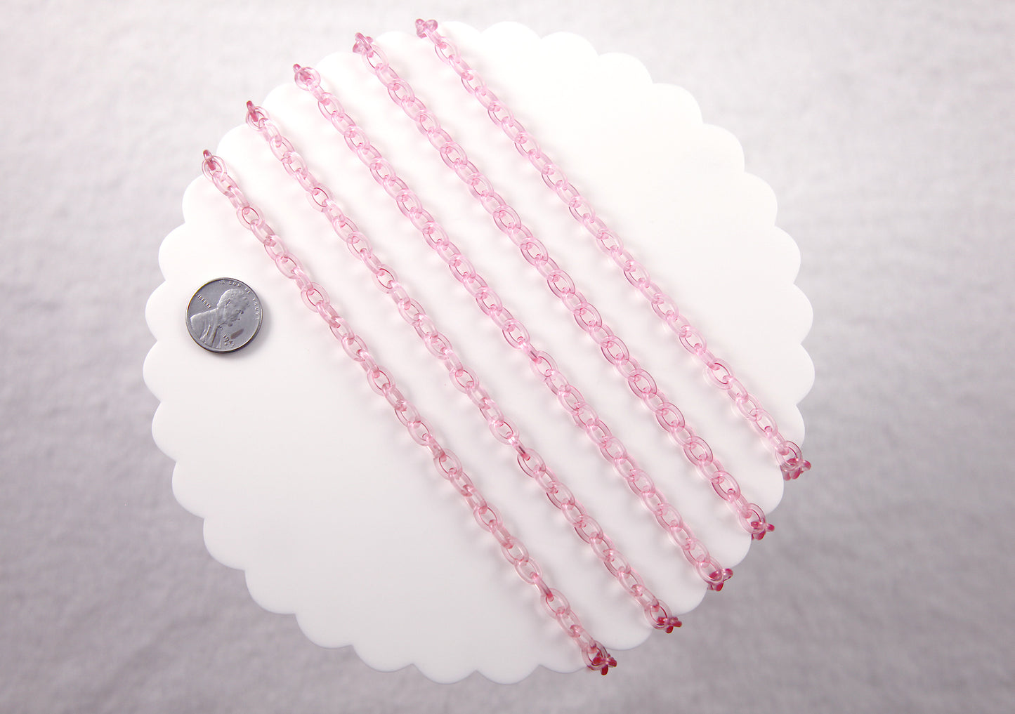 Transparent Pink Plastic Chain - 8mm Perfect Acrylic or Plastic Chain - 20 inch / 50 cm length - For Necklaces and Jewelry - 3 pcs set