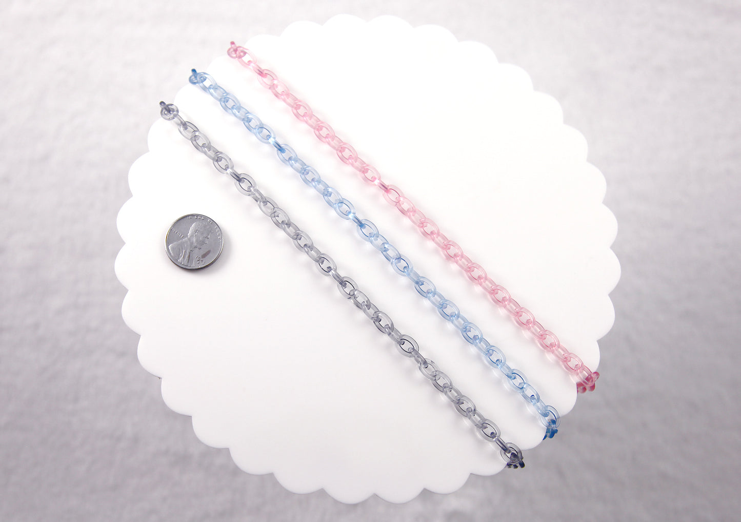 Transparent Black Gray Plastic Chain - 8mm Perfect Acrylic or Plastic Chain - 20 inch / 50 cm length - For Necklaces and Jewelry - 3 pcs set