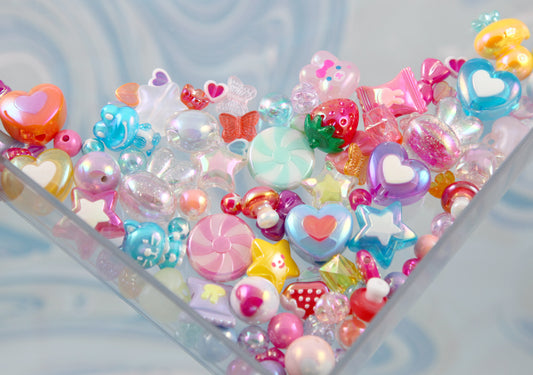 Acrylic Bead Grab Bag - AB Colors - Mixed Lot of Plastic Beads - great for kandi, ispy, sensory crafts, jewelry making - approx 150 pcs