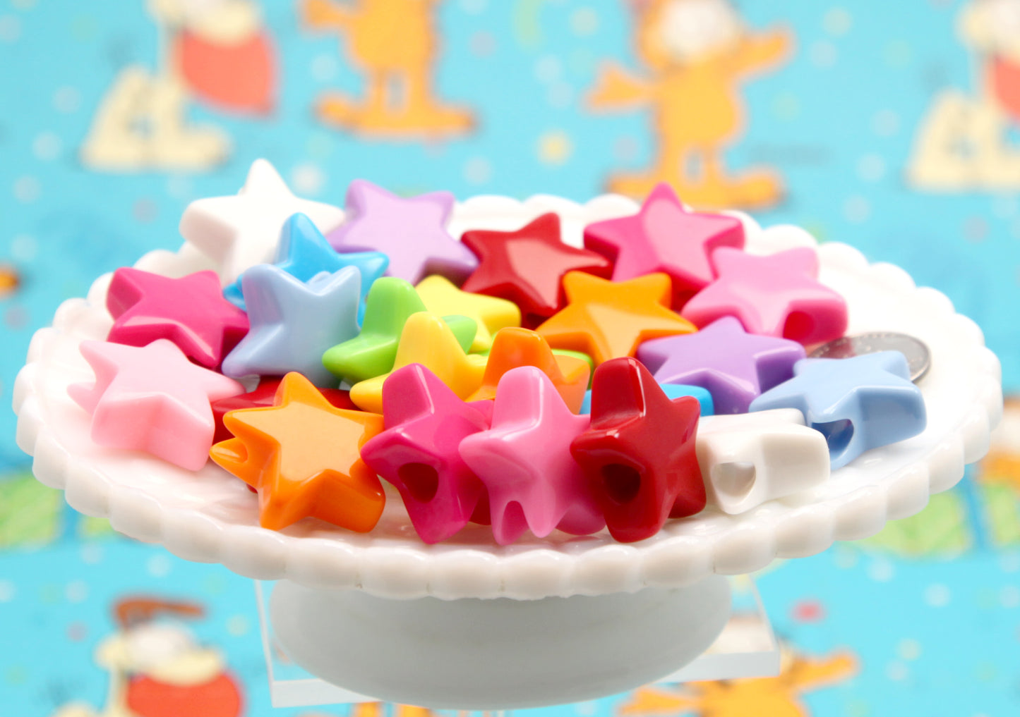 Large Hole Colorful Star Beads - 27mm Big Chunky Star Beads - Vibrant Acrylic Stars or Resin Beads (10 pieces)