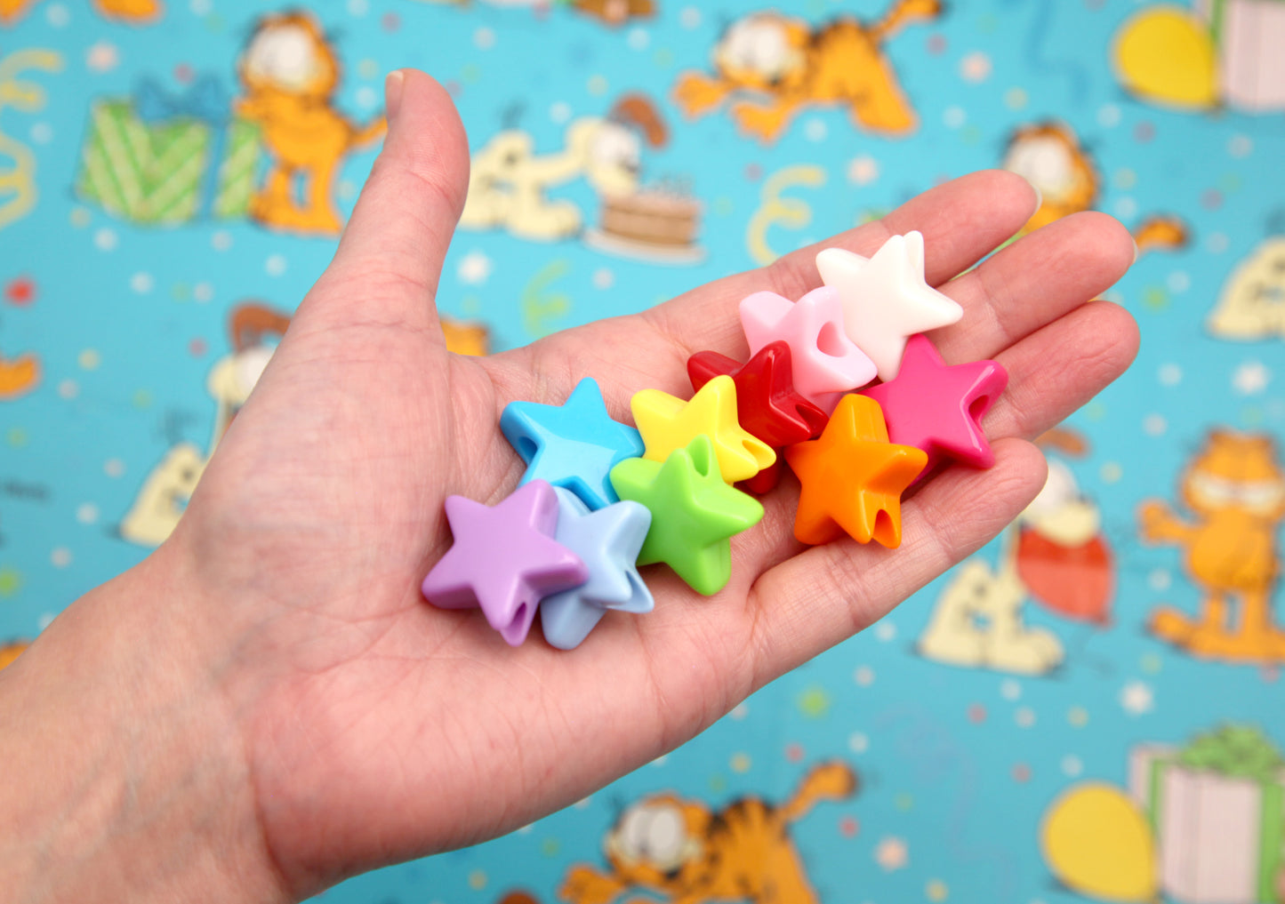 Large Hole Colorful Star Beads - 27mm Big Chunky Star Beads - Vibrant Acrylic Stars or Resin Beads (10 pieces)
