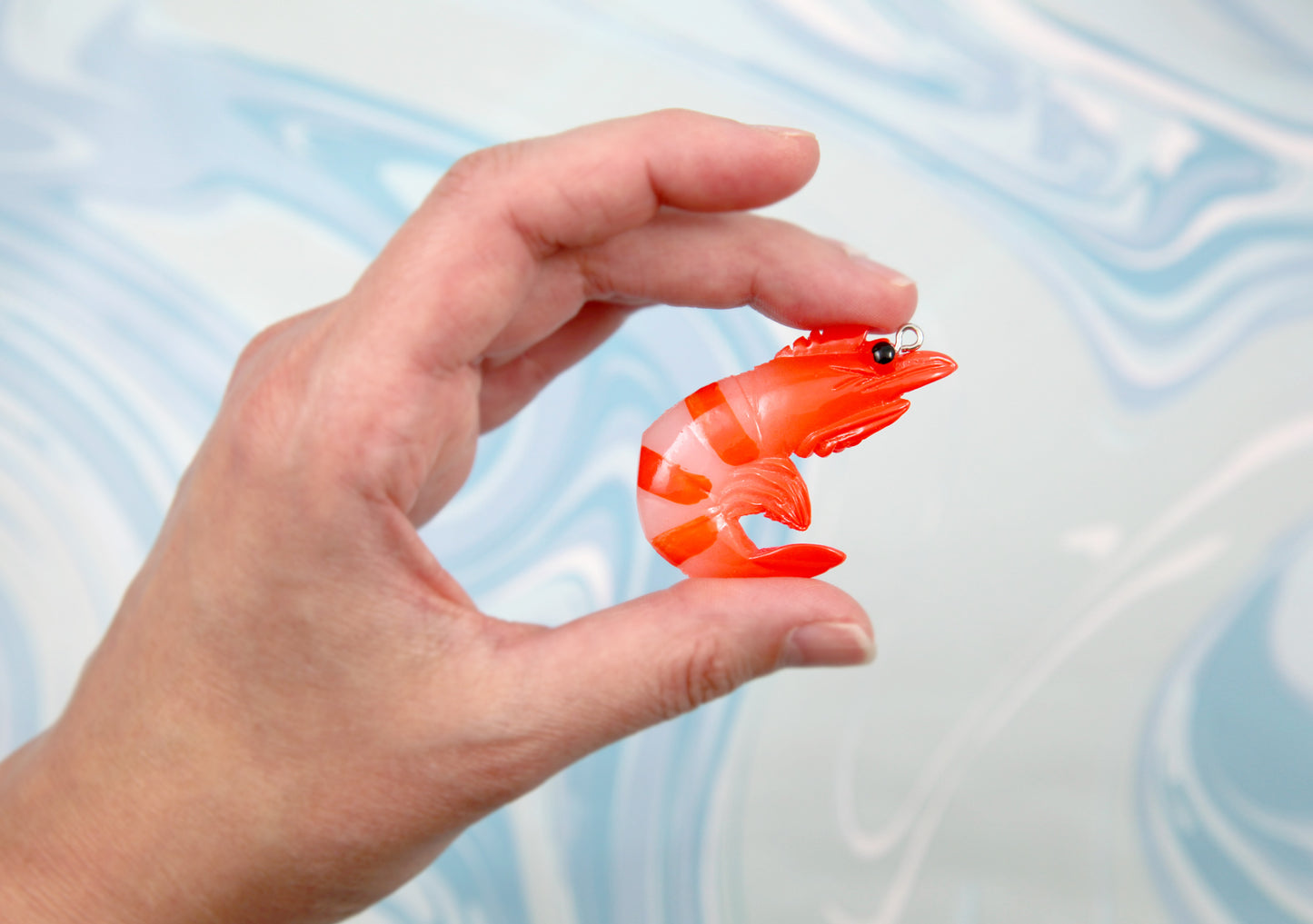 Shrimp Charms - 4 pieces - 35mm Neon Orange Shrimps Pendants Acrylic or Plastic Charms