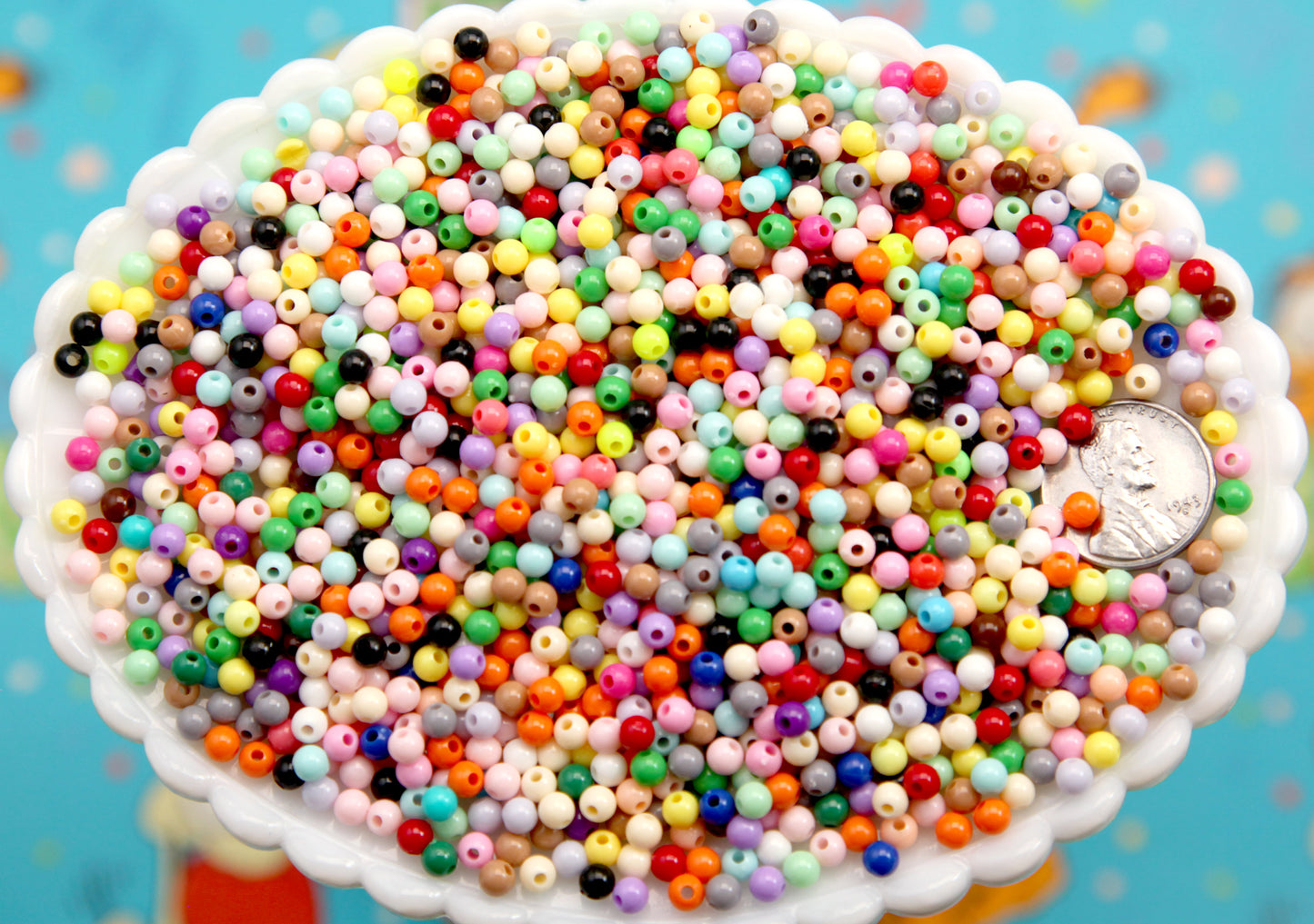 Tiny Beads - 4mm Classic Bright Solid Colors Acrylic Spacer Beads: Super Tiny Beads (1000 pieces)