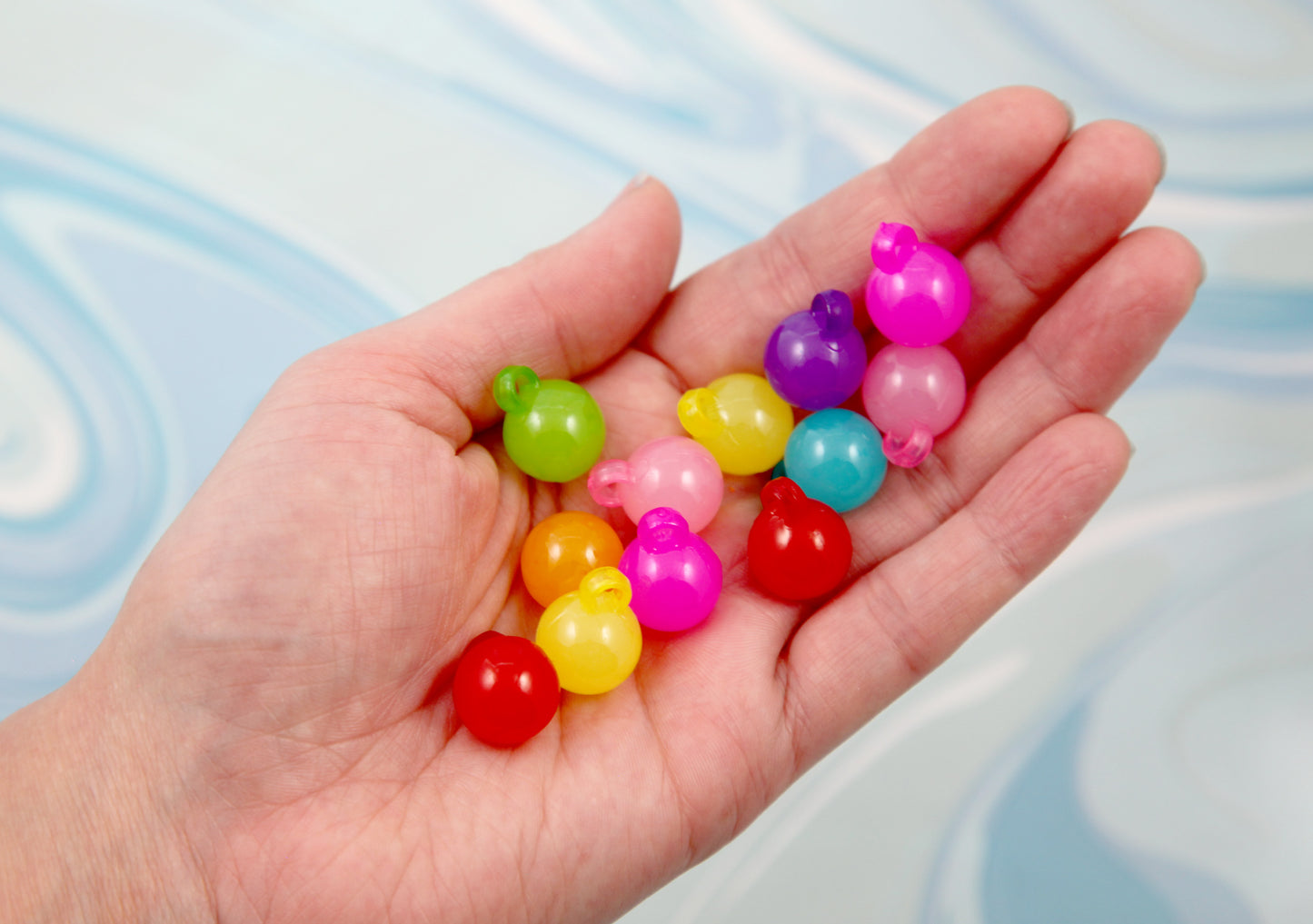 Bubble Charms - 50 pieces - 15mm Jelly Color Drop Bubble Shape Ball Charms Acrylic or Plastic Dangly Charms or Pendants