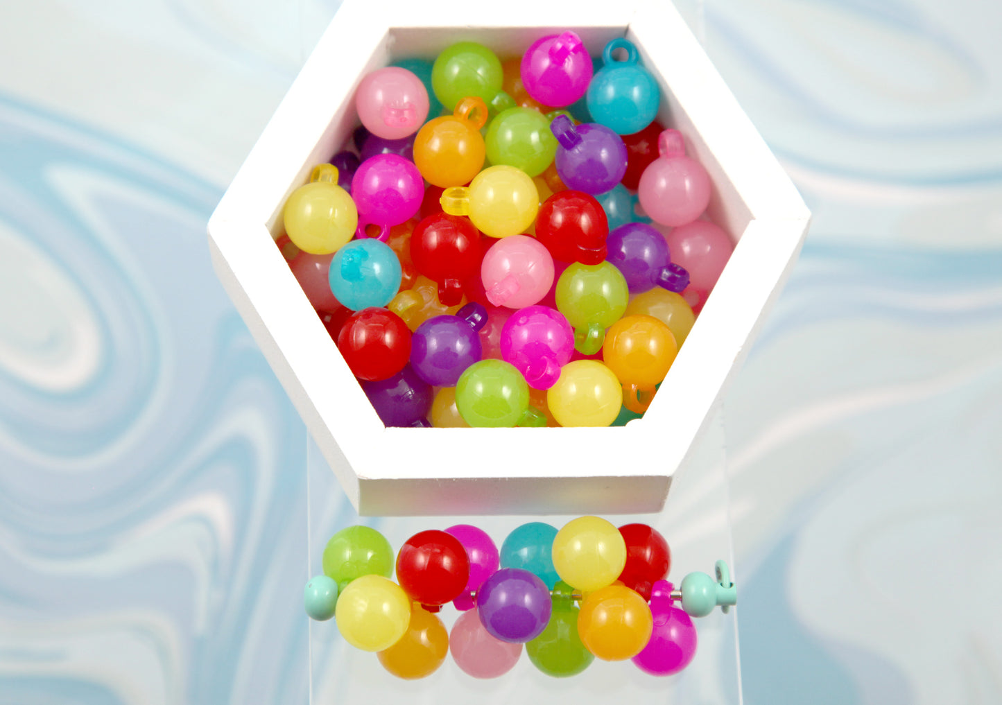 Bubble Charms - 50 pieces - 15mm Jelly Color Drop Bubble Shape Ball Charms Acrylic or Plastic Dangly Charms or Pendants