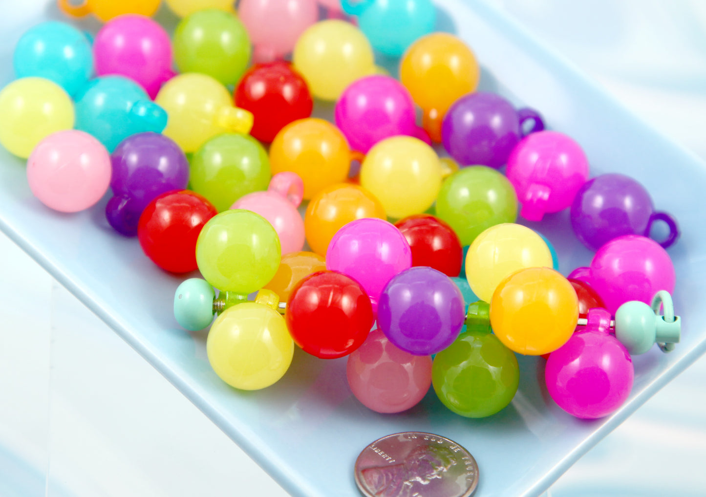 Bubble Charms - 50 pieces - 15mm Jelly Color Drop Bubble Shape Ball Charms Acrylic or Plastic Dangly Charms or Pendants