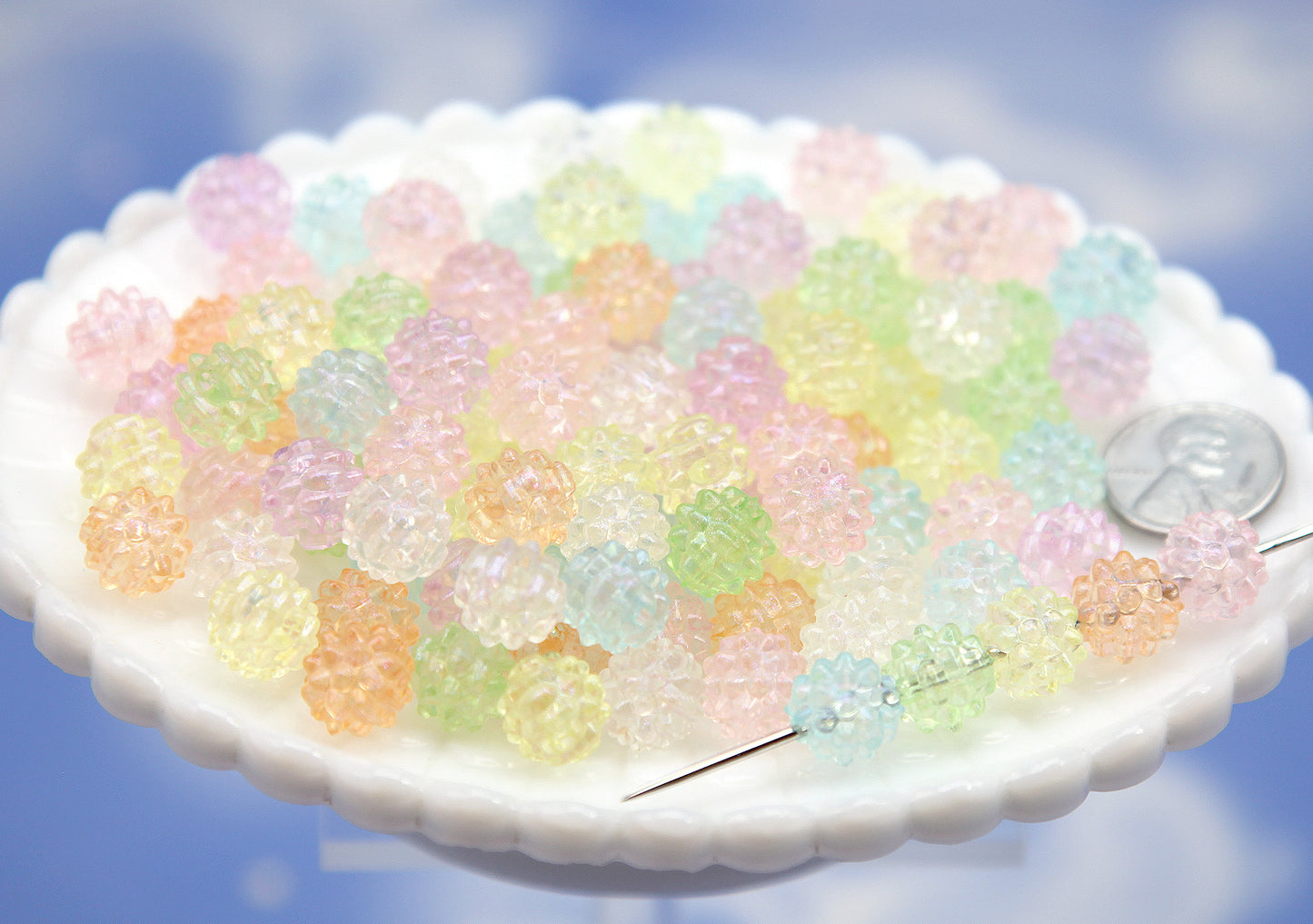 Small Pastel Konpeito Beads (50 pieces) 12mm Berry Beads, Faux Hard Candy Acrylic or Resin Beads