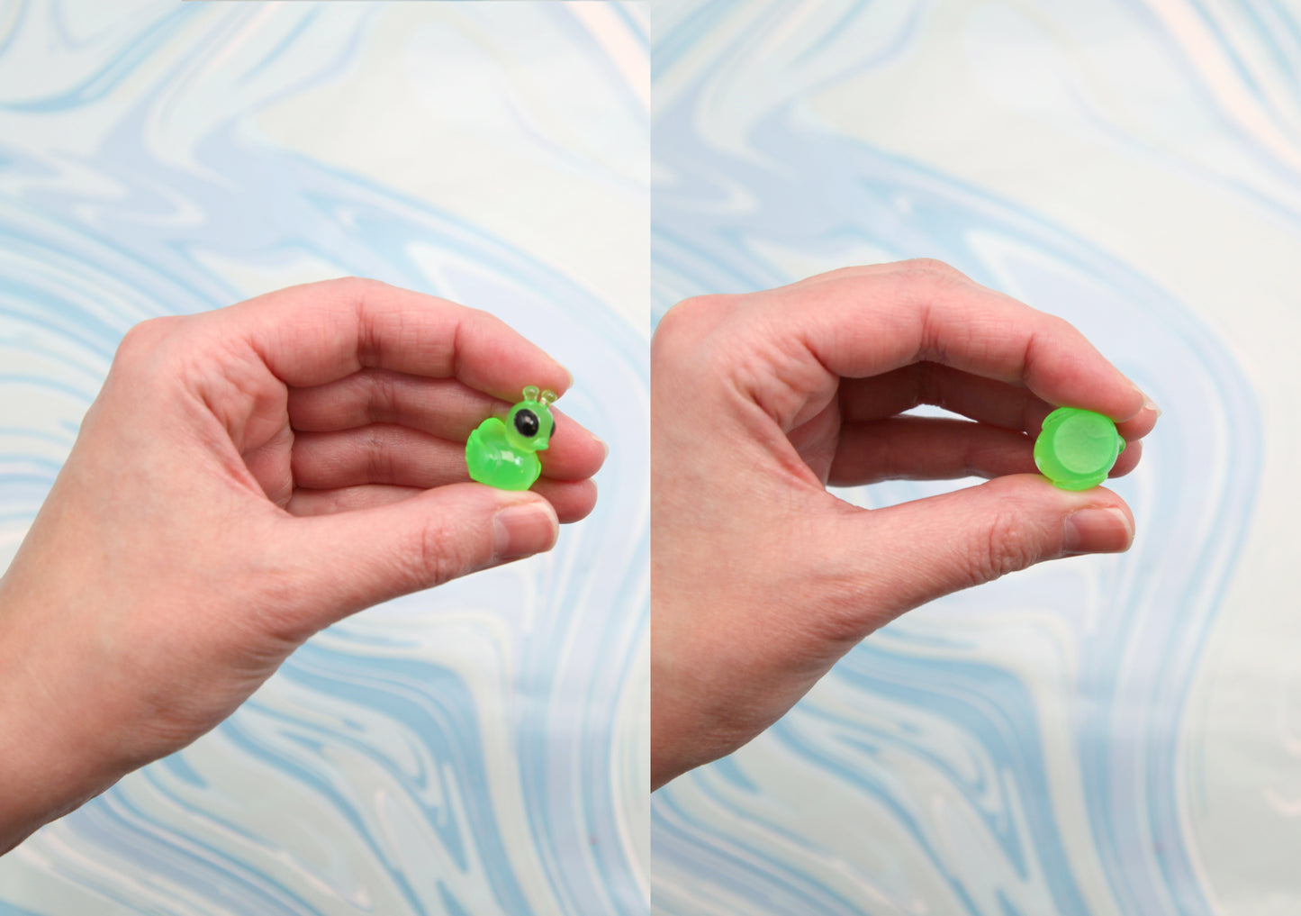 Mini Alien Ducks - 20mm Little Miniature Aliens Rubber Ducky Flatback - Toy Duck 3d Mini Plastic Decorations Resin Cabochons (10 pieces)